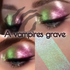 Close-up of glittery eye makeup with &