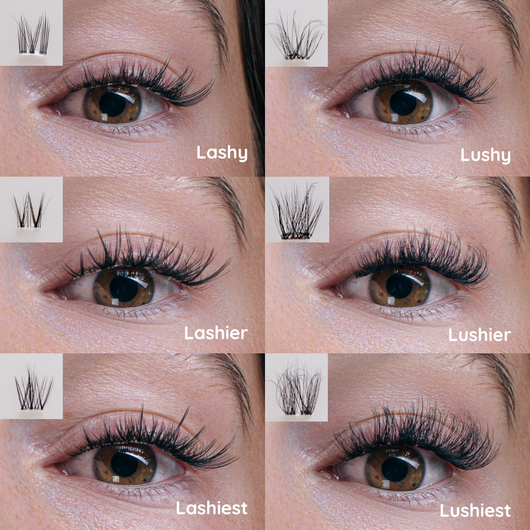 Comparison of different lash styles on a person&