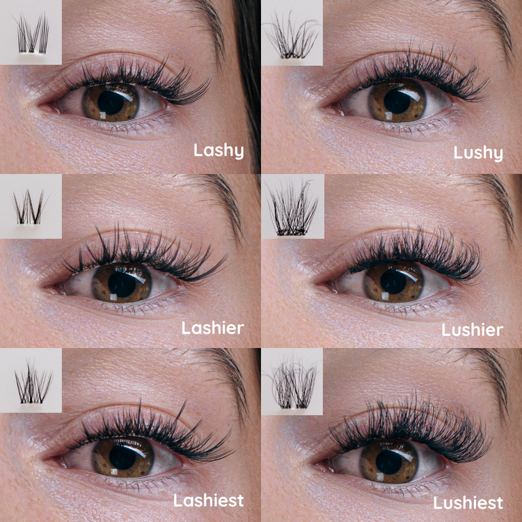 Comparison of different lash styles on a person&