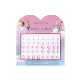 Packaging of Profusion Cosmetics face and body jewels with decorative design on a white background