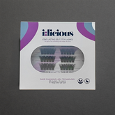 Packaging of iÜlcious false eyelashes on a gray background