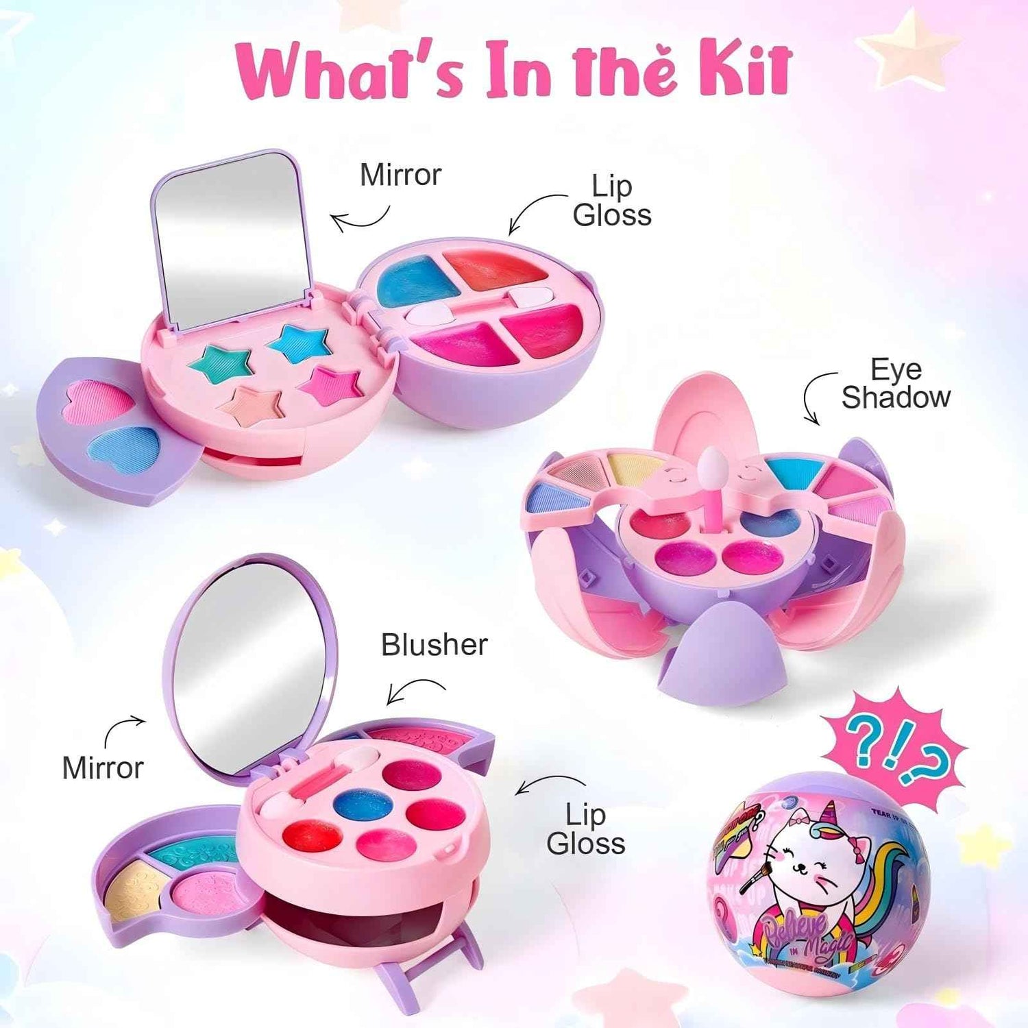 Cleboen 12-Pack Kids Makeup Blind Balls – Surprise Lip Gloss & Eyeshadow