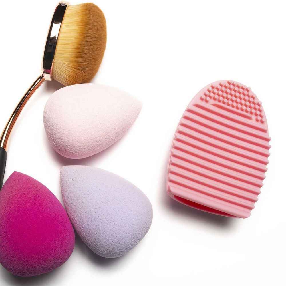 Premium Silicone Makeup Brush Cleaner - Pink/Purple Egg Sponge